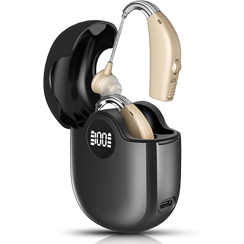 Hearing Aids, Hearing Aids for Seniors, Rechargeable, Volume Control, Hearing Amplifiers with Charging Case, Intelligent Noise Reduction, Design for Seniors & Adults with Hearing Loss