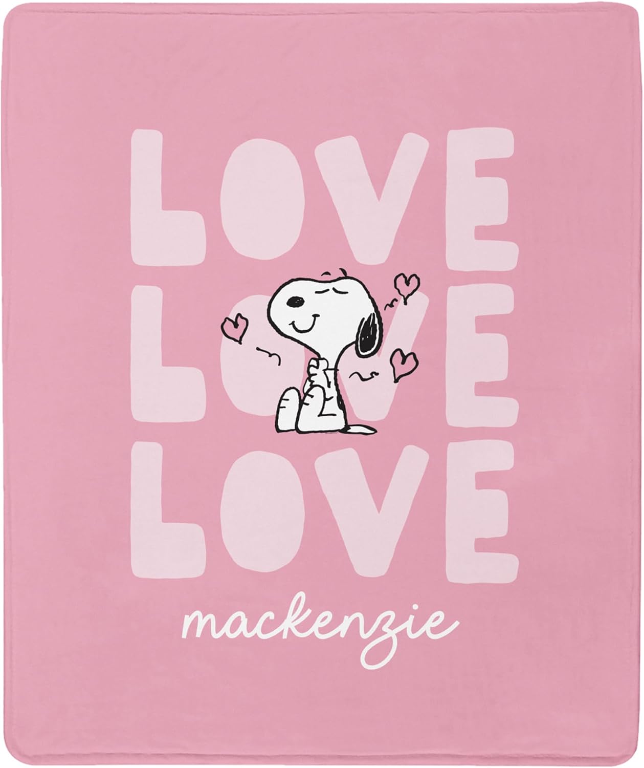 Let's Make Memories Personalized Throw Blanket - Valentine’s Day - for Him - for Her - for Kids - Super-Soft Plush Poly - Peanuts Love Snoopy - Pink