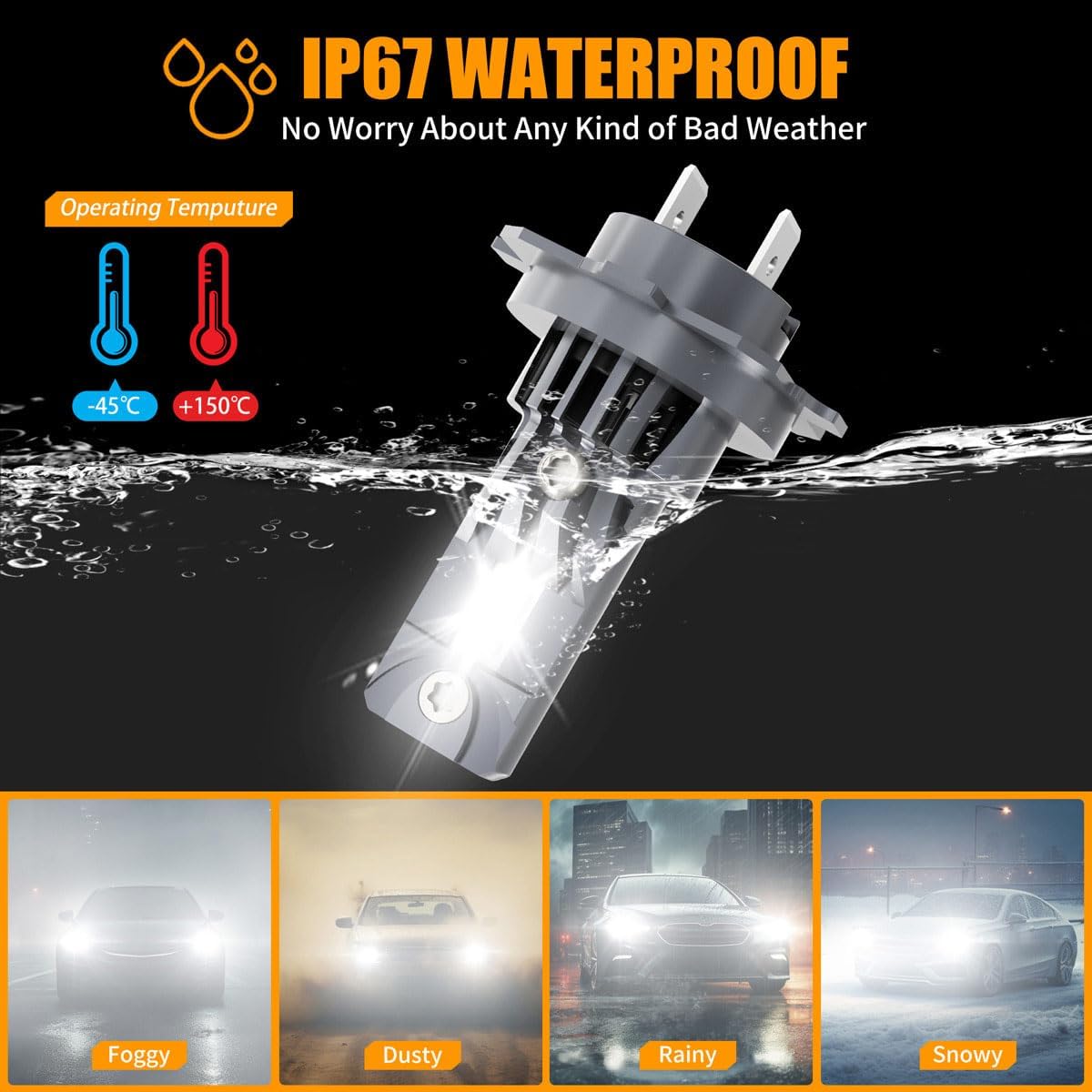 H7 Light Bulbs for VW Tiguan (2018-2024), 6000K Cool White, 300% Brighter, High/Low Beam Set, Canbus-Ready, Plug and Play, Pack of 4