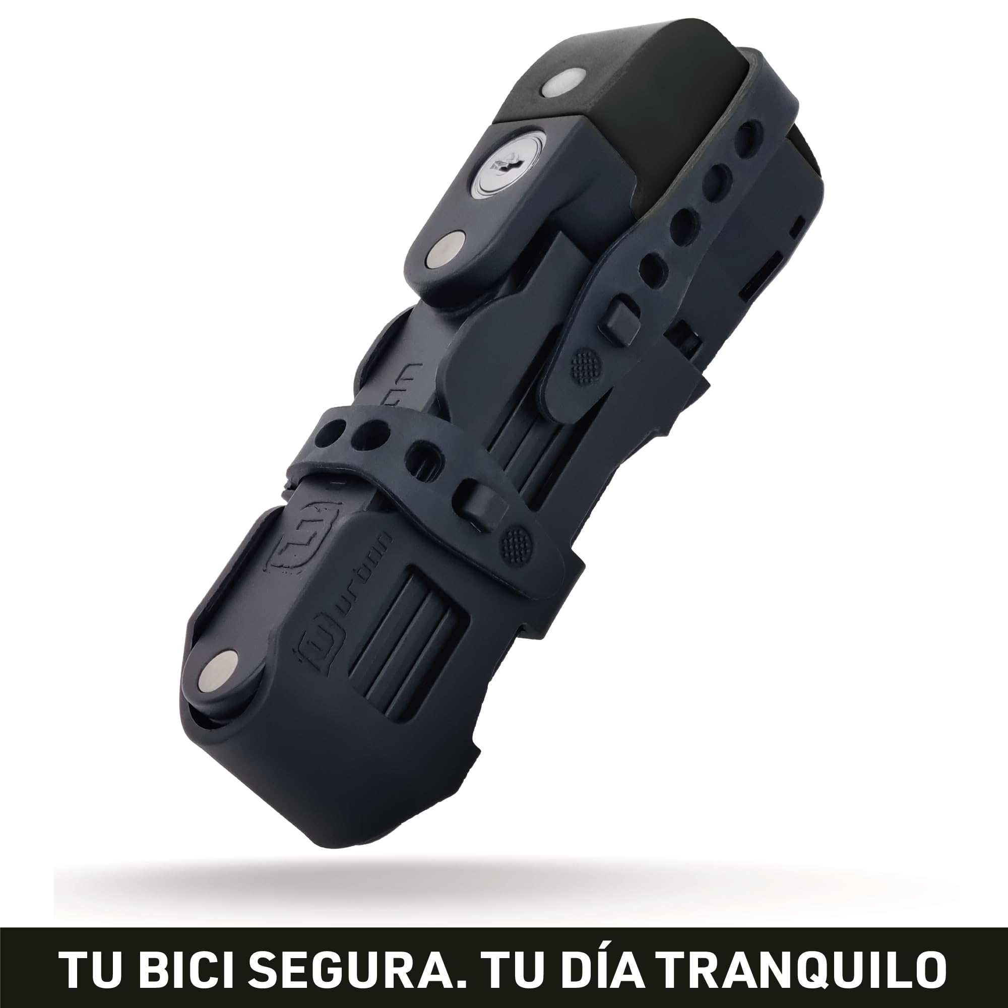 URBAN UR476B Innovador Candado Bicicleta Sin y Con Alarma 120dB Hi-Tech, Candado Bicicleta Plegable 2en1 Seguro, Soporte Más Funcional y Llevar Sin Ruidos, Antirrobo Bici Patinete Eléctrico 90cm