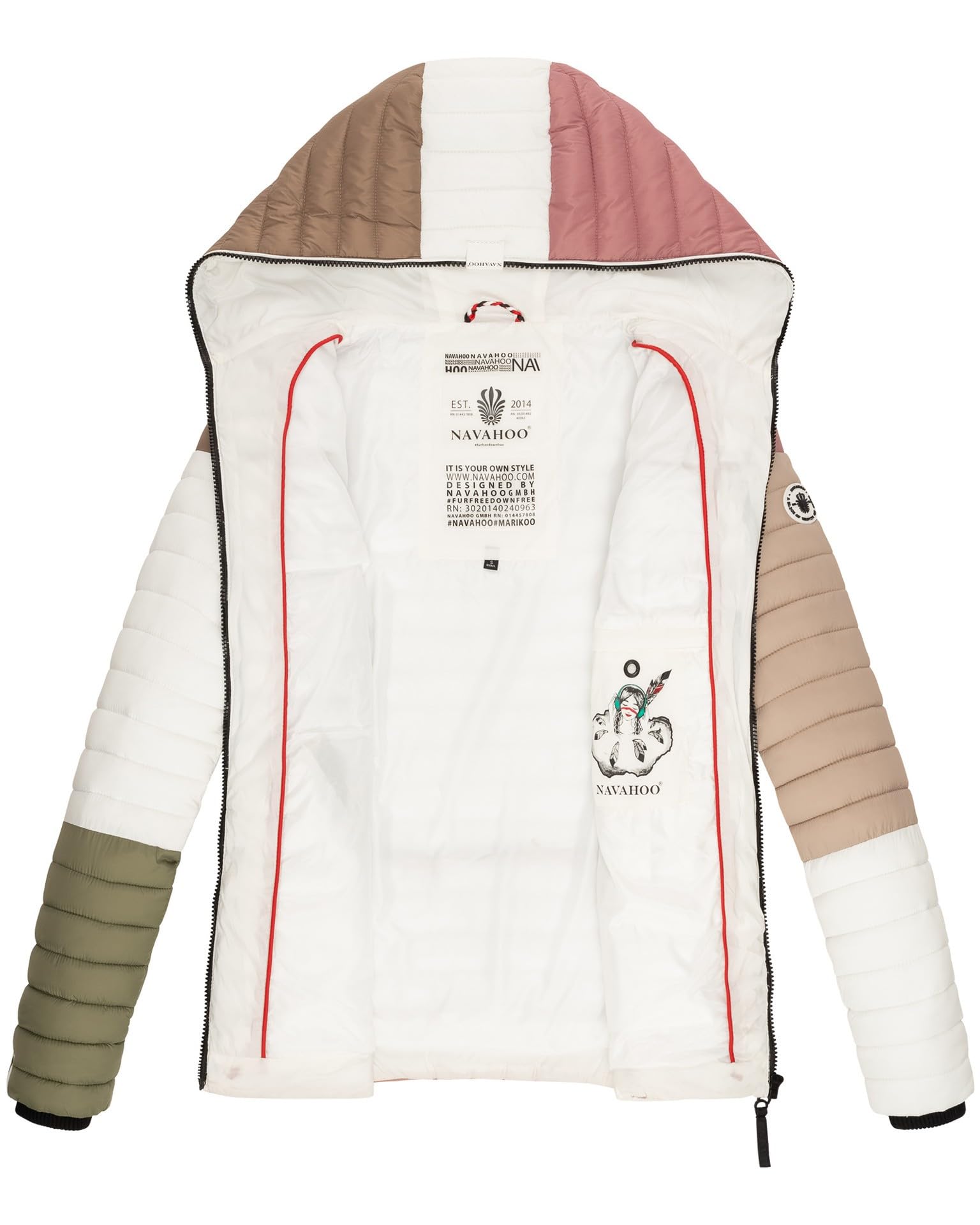 Navahoo Veste matelassée pour femme - Veste demi-saison matelassée Colour Blocking B841