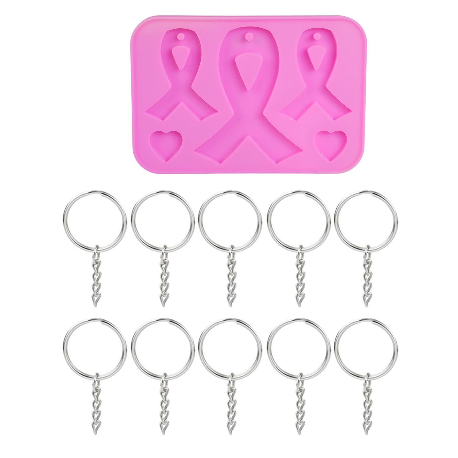 Maxtonser Handmade Awareness Bow Keychains Resin Mold Silicone Pink Ribbon Bow Epoxy Resin Mold Jewelry Making Tools