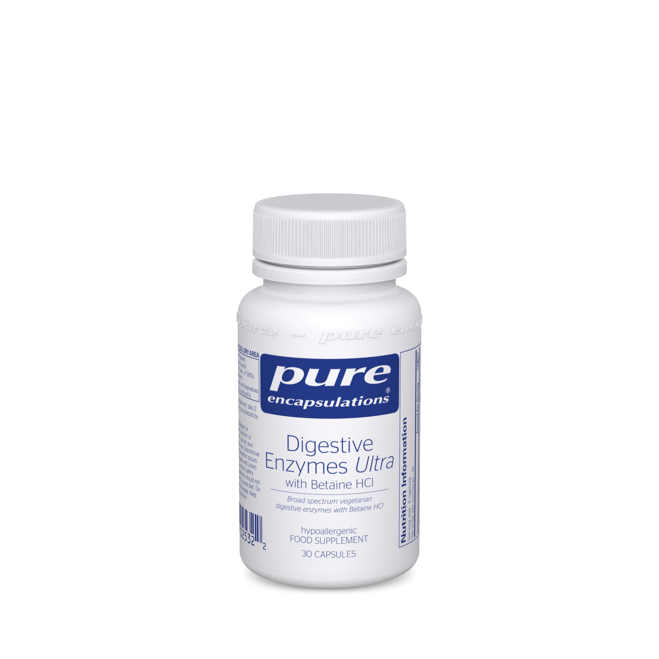 Pure EncapsulationsDigestive Enzymes Ultra with Betaine HCl - Broad Spectrum Vegetarian Digestive Enzymes - Lactose, Protein & Fat Digestion - 30 Capsules