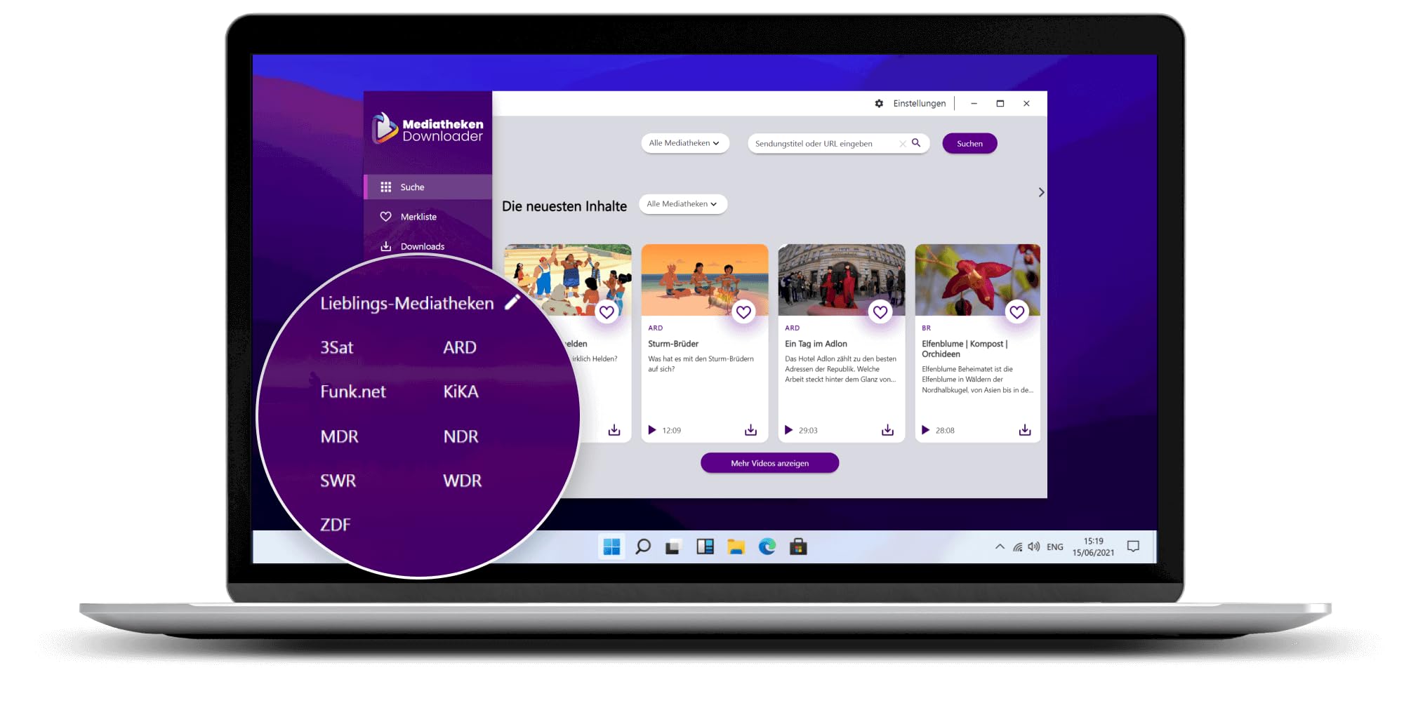 Mediatheken Downloader 2025 für ARD, ZDF, 3sat, BR, Funk.net, KiKA, NDR uvm direkt ansehen oder speichern - legaler Download - Win 11, 10