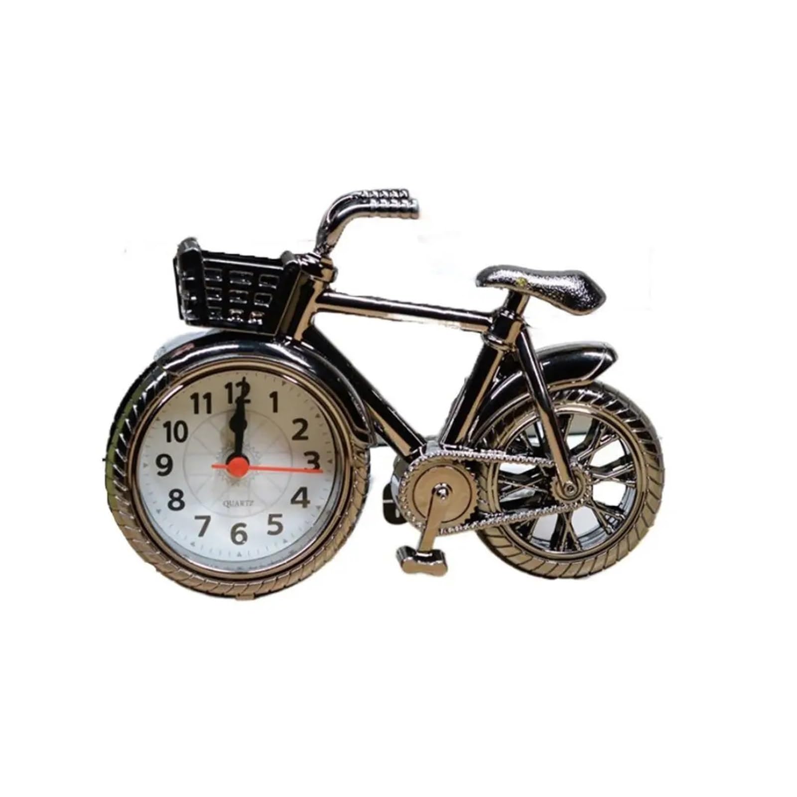 QukAn Retro Bicycle Alarm Clock, Office Bedside Table Living Room Home Clock Gifts Crafts (Color : Black)