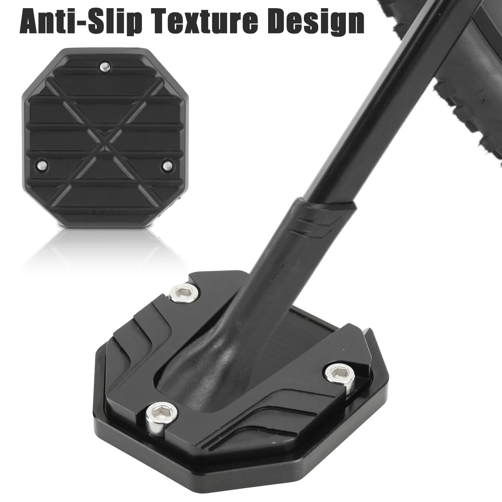 Pata de Cabra de Motocicleta para BMW F 650 GS F 650GS F650 GS 2004 2005-2007, Soporte Lateral Placa de Extensión Almohadilla Moto Base Recambio Accesorio,Black