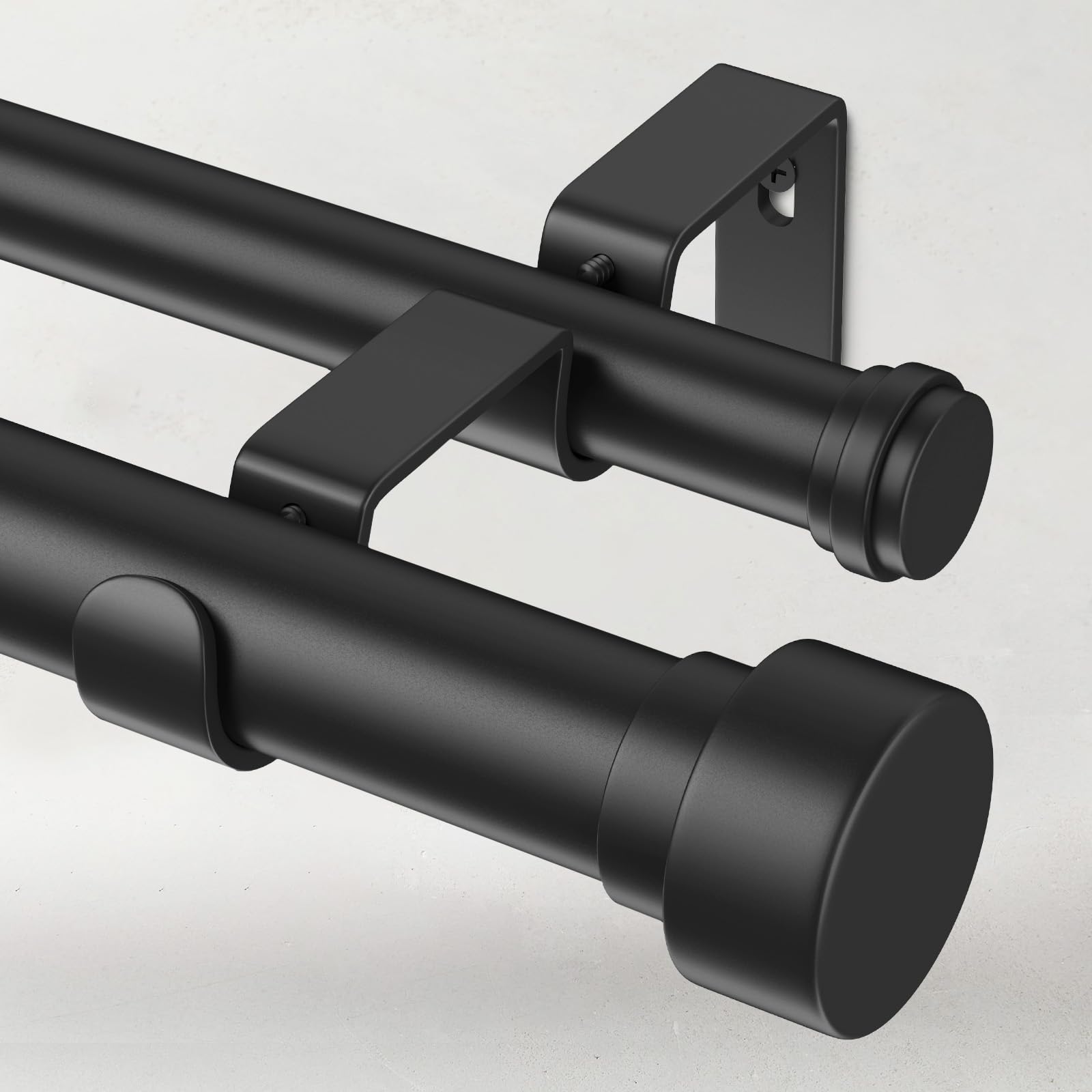 Time Forest 1 Inch Double Curtain Rods for Windows 48 to 84 Inches(4-7 Feet), Adjustable Heavy Duty Curtain Rod with Classic Cap Finial, Telescoping