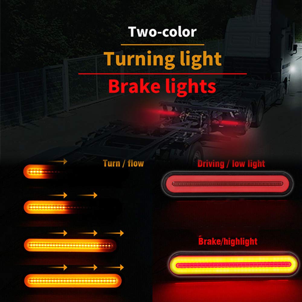 Image secondaire de GSRECY Jaune et Rouge 100 LED Arrêt Dynamique Circulant Clignotants Frein Arrière Feu arrière Remorque Camion Van Camion (Pack d)