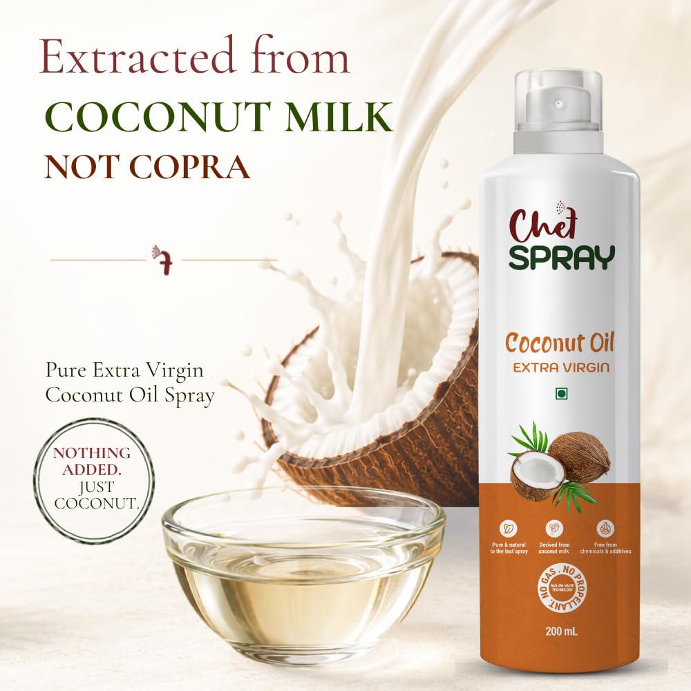 ChefSPRAY Combo Pack: Extra Virgin Olive Oil Spray & Extra Virgin Coconut Oil Spray (200 mL each) | 100% Natural, Preservative-Free, Multi-Purpose Use, Bag-on-Valve Technology 1