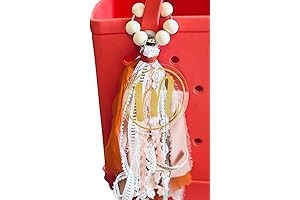 Boho Style Bag Tag Key Chain w/ Tassel & Wooden Hook Attachment