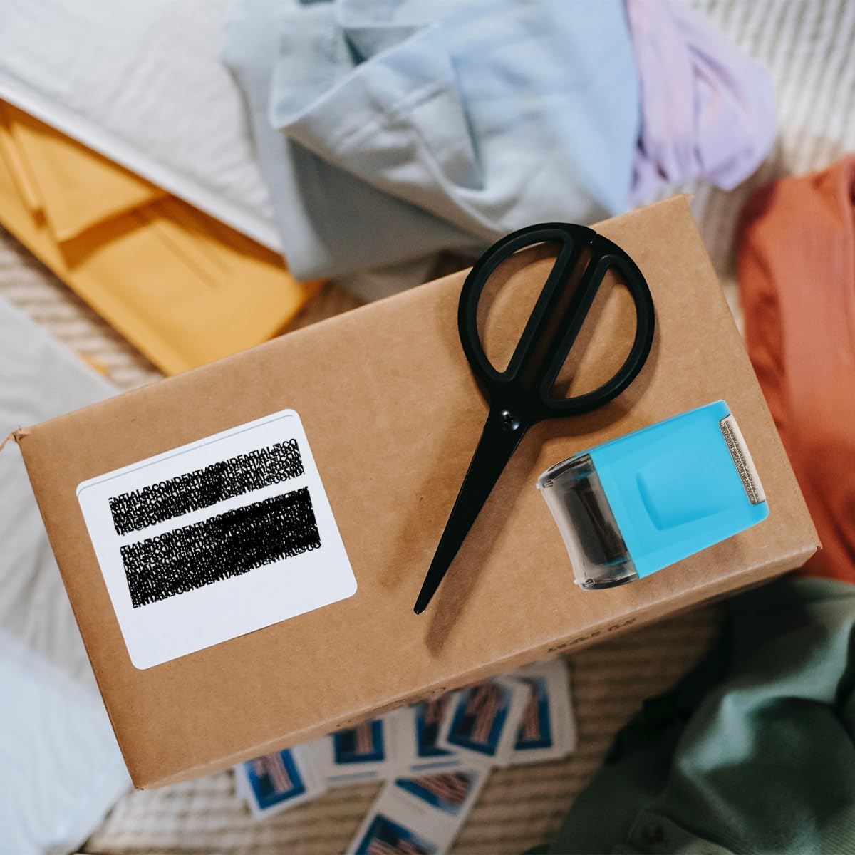 Luckious 2 Pieces Identity Theft Prevention Stamp - Safeguard Your Privacy with Wide Rolling Security Stamps (Blue & Red)! - Image 3