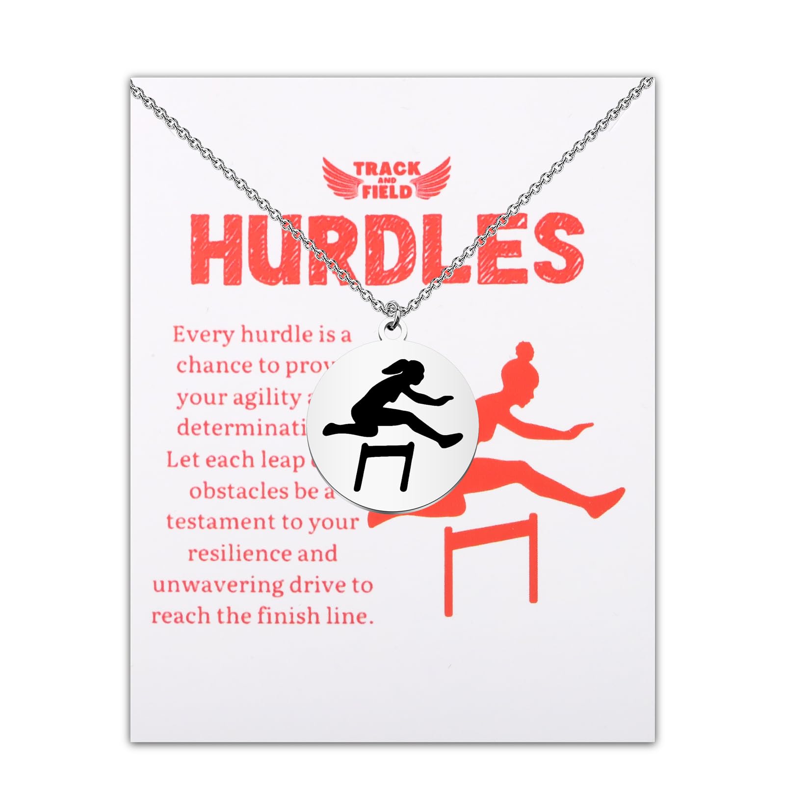 UJIMS Track and Field Gifts Hurdles Track and Field Charm Necklace Track & Field Coach Player Gift Running Lover Gift