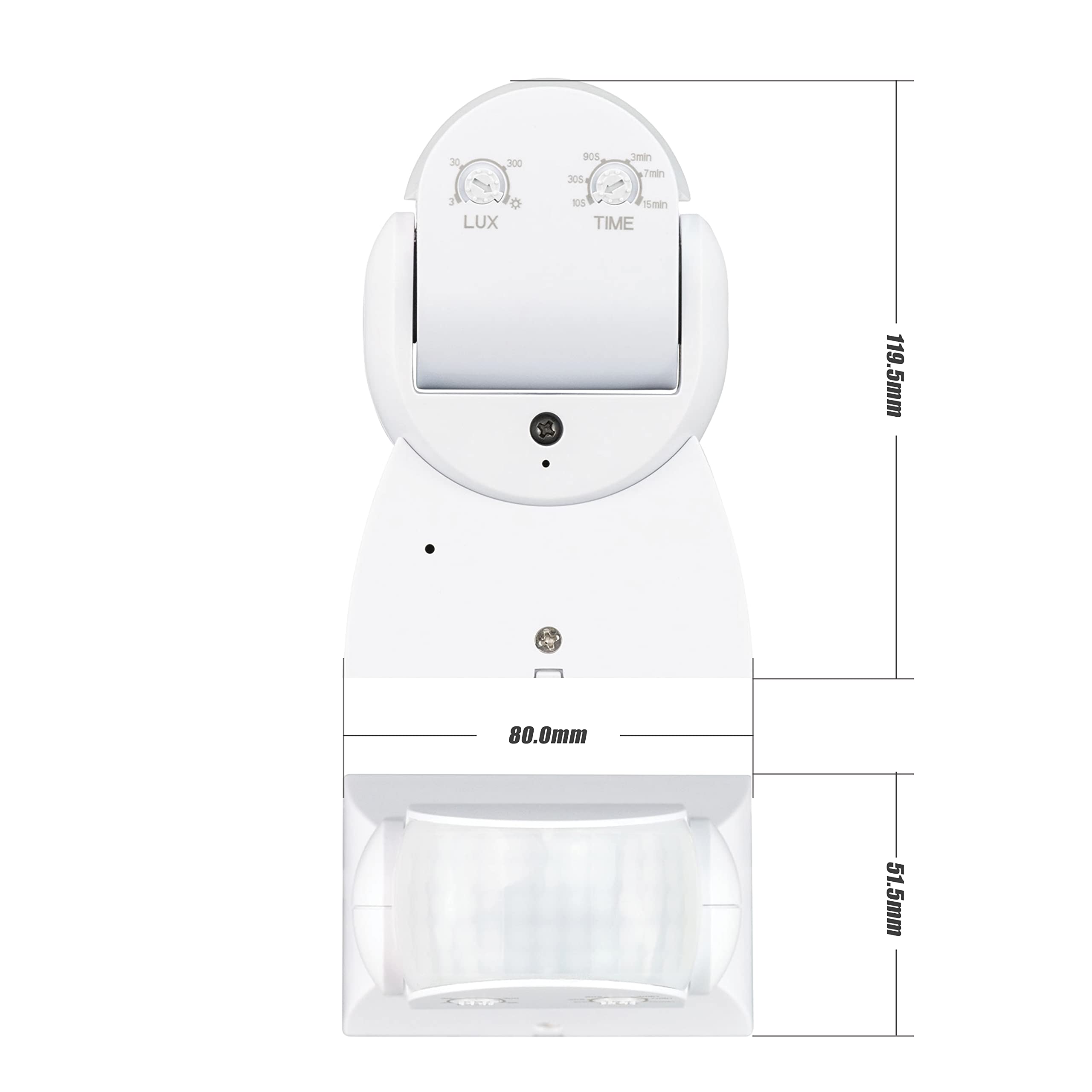 POPP® ElectricDetector Infrarrojos de Movimiento Superficie Orientable IP65(Exterior/Interior), Detección 12m / 180º, Tiempo 10sec-17min, Altura 1.8-2.5m, Programable Interruptor (Pack 5 Unidad)