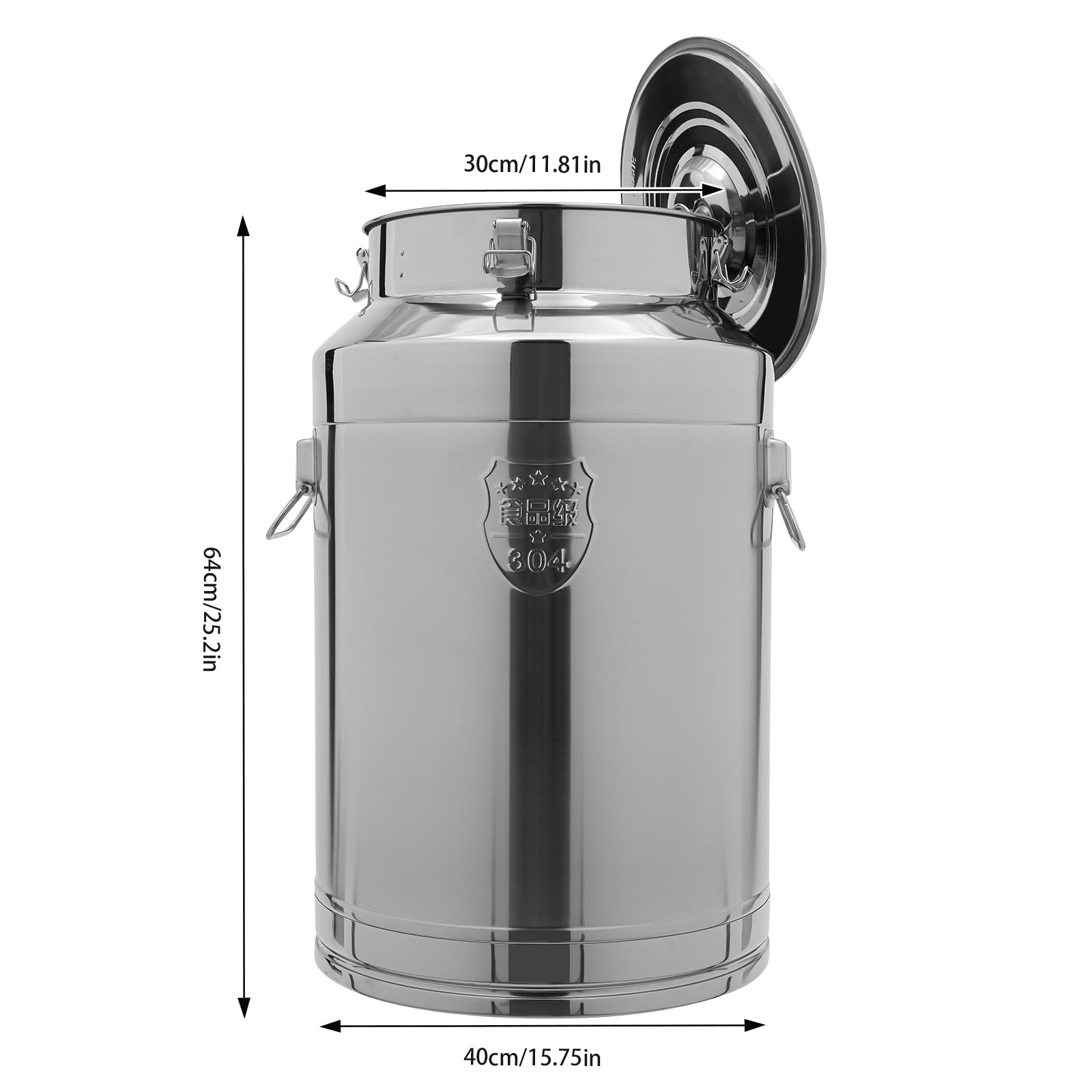 CUBELLIN 76L Milk Can Stainless Steel Milk Bucket With Sealed Lid 11.81In Opening Milk Jug 20.08Gal Milk Can Tote Jug for Commercial and Home Use (Without Faucet)
