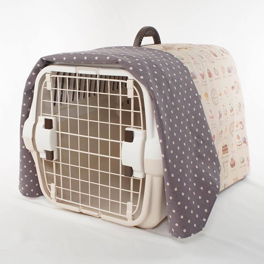 VIP価格★【Helen's Pet Bed（ヘレンズ ペットベッド）のストアを表示】Helen's クレートカバー マカロンベージュドットラベンダー Mサイズ （トグルボタン付き）