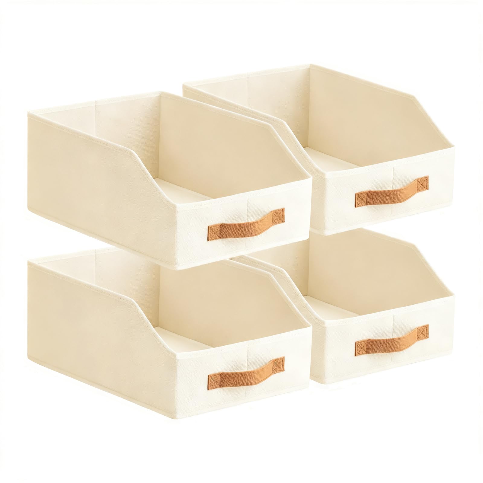 YIXANNX Beige Storage Bins Linen Closet Organizers And Storage Fabric Sheet Organizers And Offer Quick Visibility