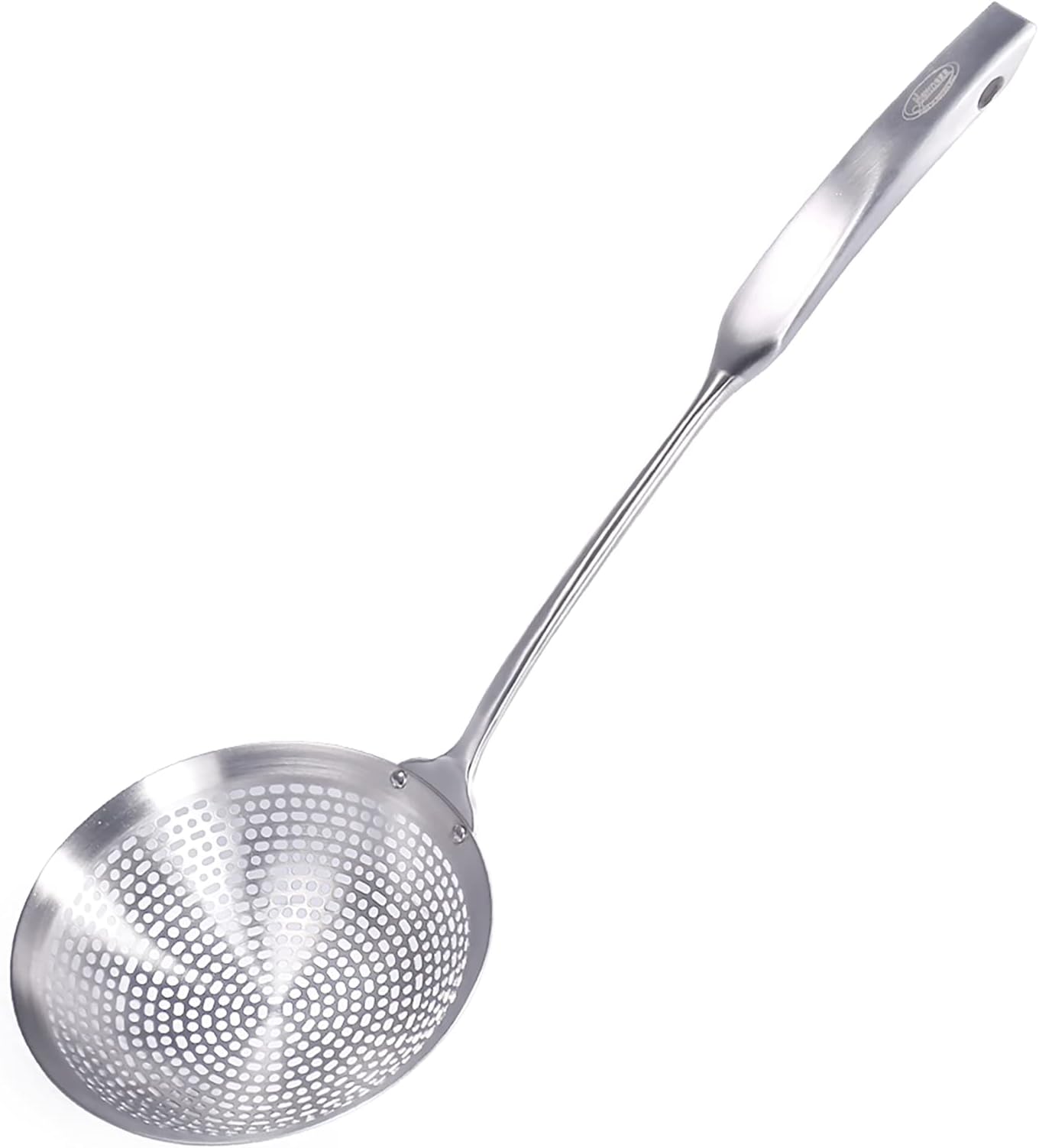 Newness Strainer Skimmer Ladle, 304 Stainless Steel Solid Professional Oil Spider Strainer with Long Handle for Draining & Frying, Kitchen Cooking Colander Spoon Utensil for Daily Use, 16.3 Inch