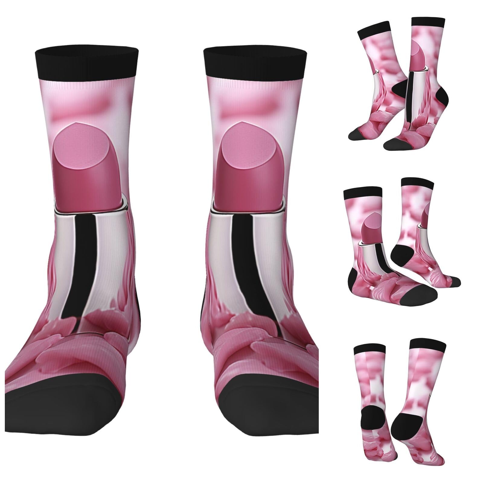 LZQPOEAS Lipstick Pattern Athletic Socks Unisex Cushioned Crew Socks Hiking Running Calf Sock Soft Above Ankle Sock