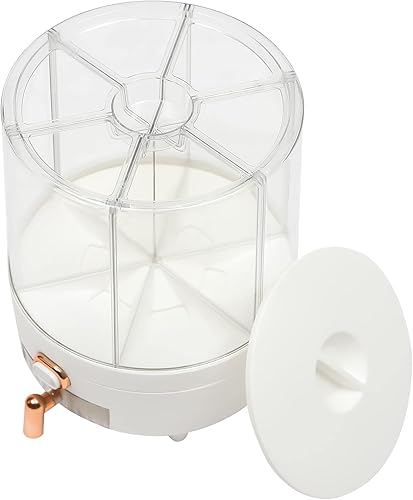 Vista 9 de Dispensador de arroz, dispensador de cereales giratorio de 360° con tapa, organizador de almacenamiento de granos para encimera de cocina, alimentos