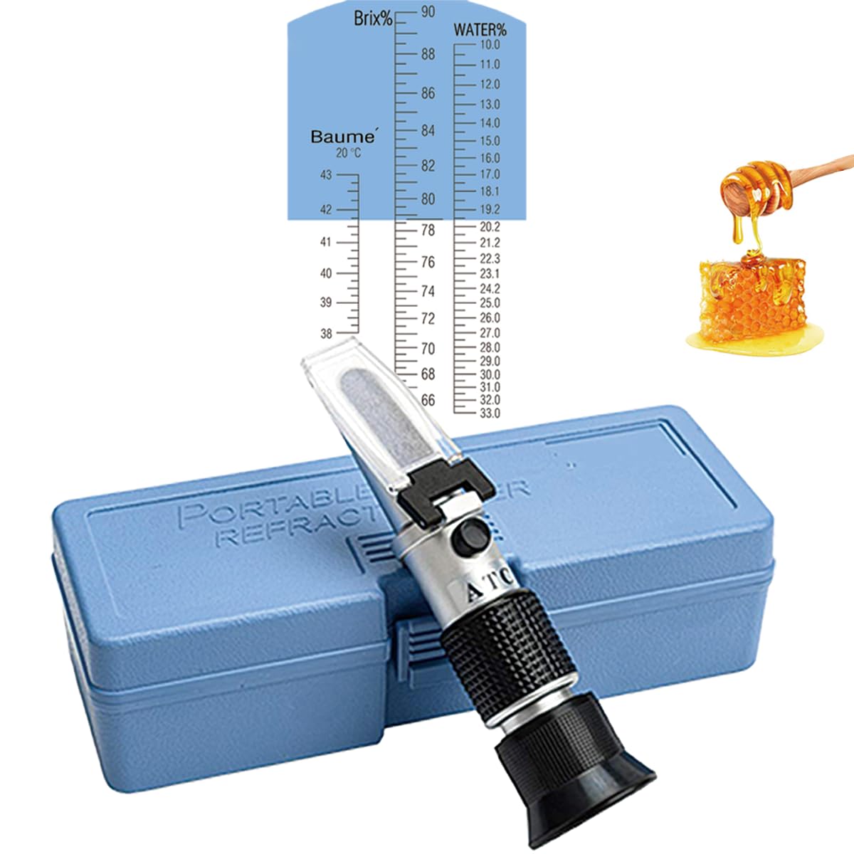 Honey Maple Syrup brix Refractometer /58-90 brix 10-33 Moisture Meter/Homebrew Sucrose Brewing Sugar aichose Hydrometer/Beekeeping Supply ATC