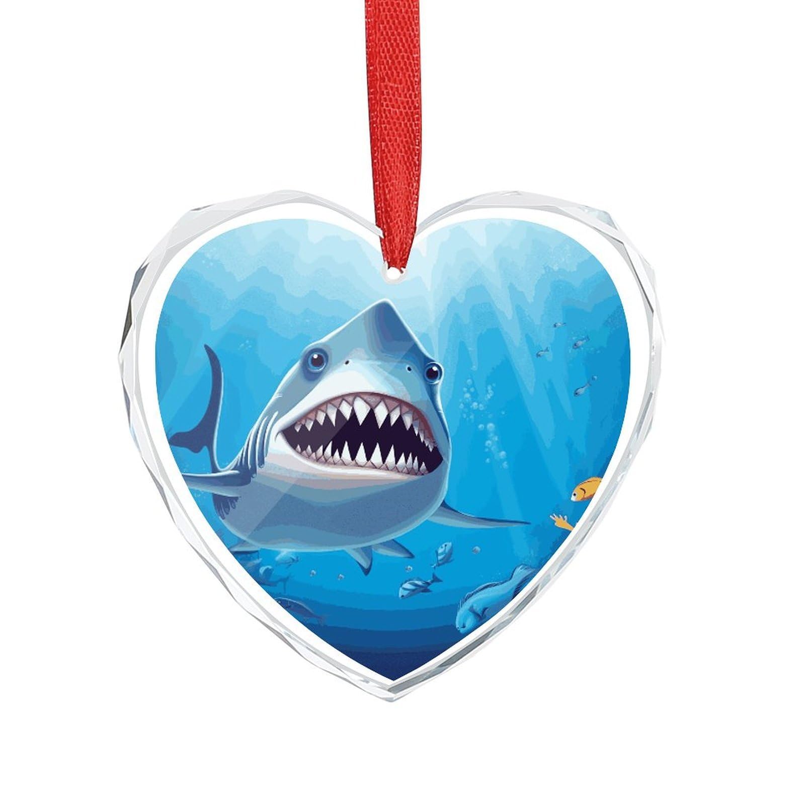 Wsoihfec Style Smiling Shark Engagement Gifts For Couples, Glass Ornaments Just Married Bridal Shower Decor, Heart Keepsake Decor For Bride & Groom