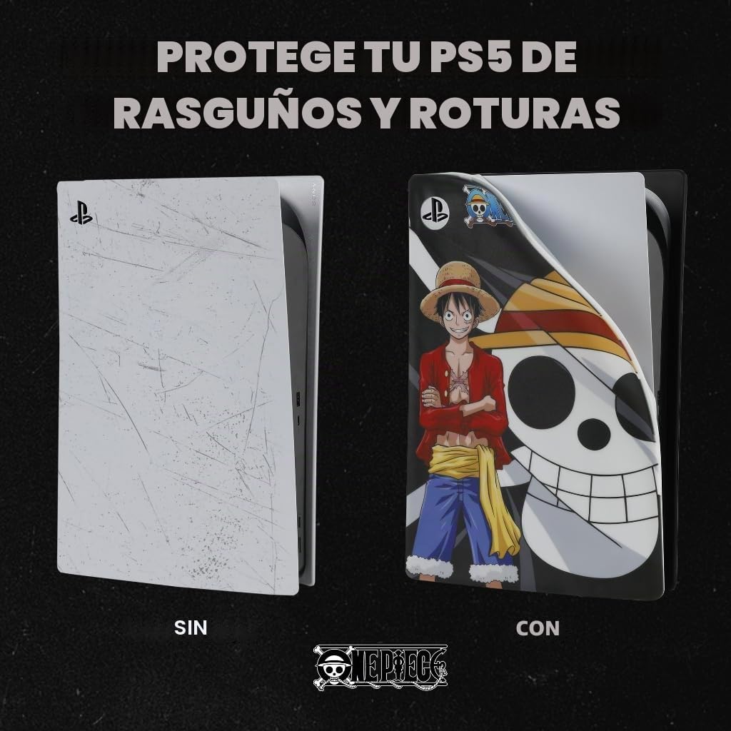 Konix One Piece - Funda Protectora para Consola PS5 (Silicona, antigolpes, Resistente a los arañazos), diseño de Luffy, Color Negro