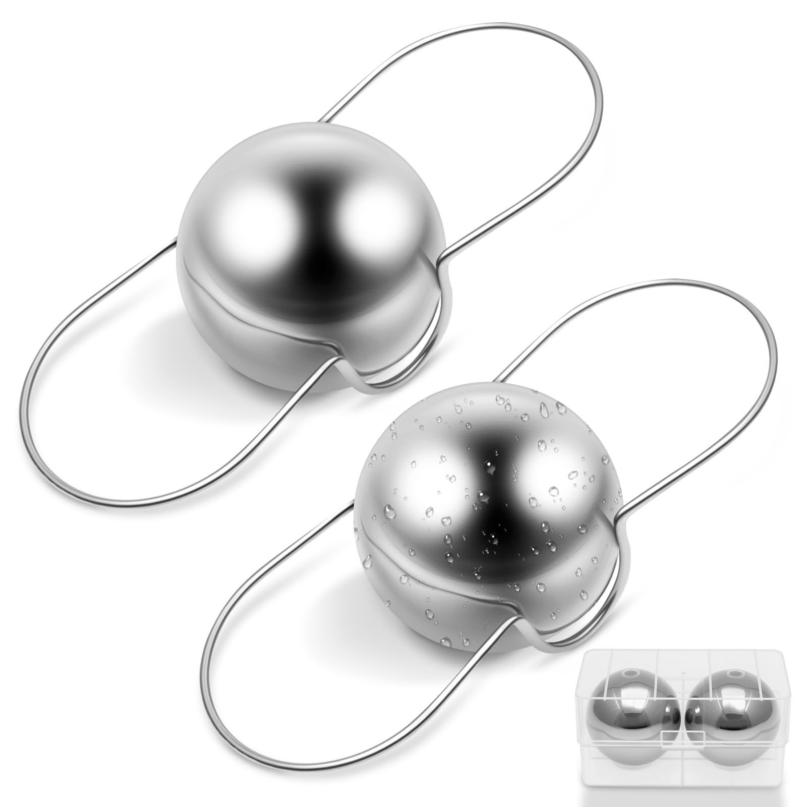 2 Pack Espresso Cooling Ball with Stand Reusable Stainless Steel Ice Coffee Frozen Ball Long Lasting Flavor Preservation Espresso Cooling Tool for Iced Coffee & Cocktails Lovers Gifts