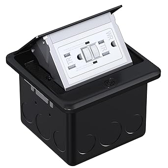 WEBANG Pop Up Floor Outlet Covers Box with 15 Amp Stainless Steel GFCI Tamper Resistant Rceptacle Outlet, Black