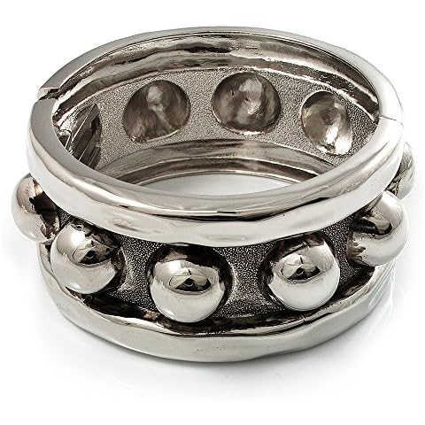 Avalaya Chunky Studded Hinge Bangle (Burn Silver Tone) Cover