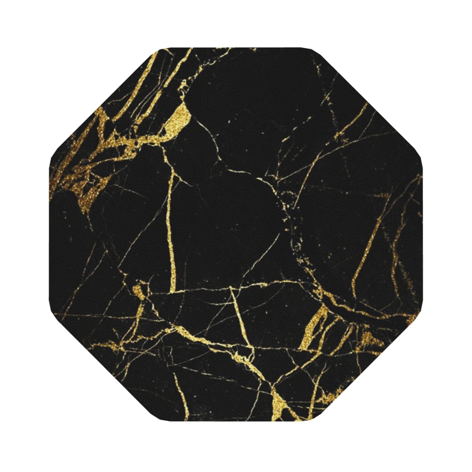 Black Gold Marble Print Leather Coasters Set of 4, Coffee Tea Coasters, hot Drinks Coaster, Four Shapes to Choose from