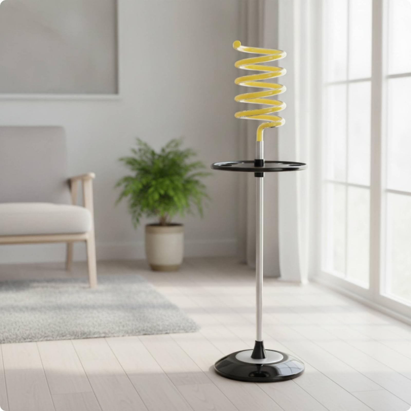 TISHITA Soporte Secador de Pelo Soporte Organizador Montaje de Suelo Soporte de Pie Estructura Estable Soporte en Espiral con Ranuras para Accesorios Adecuado , Azul