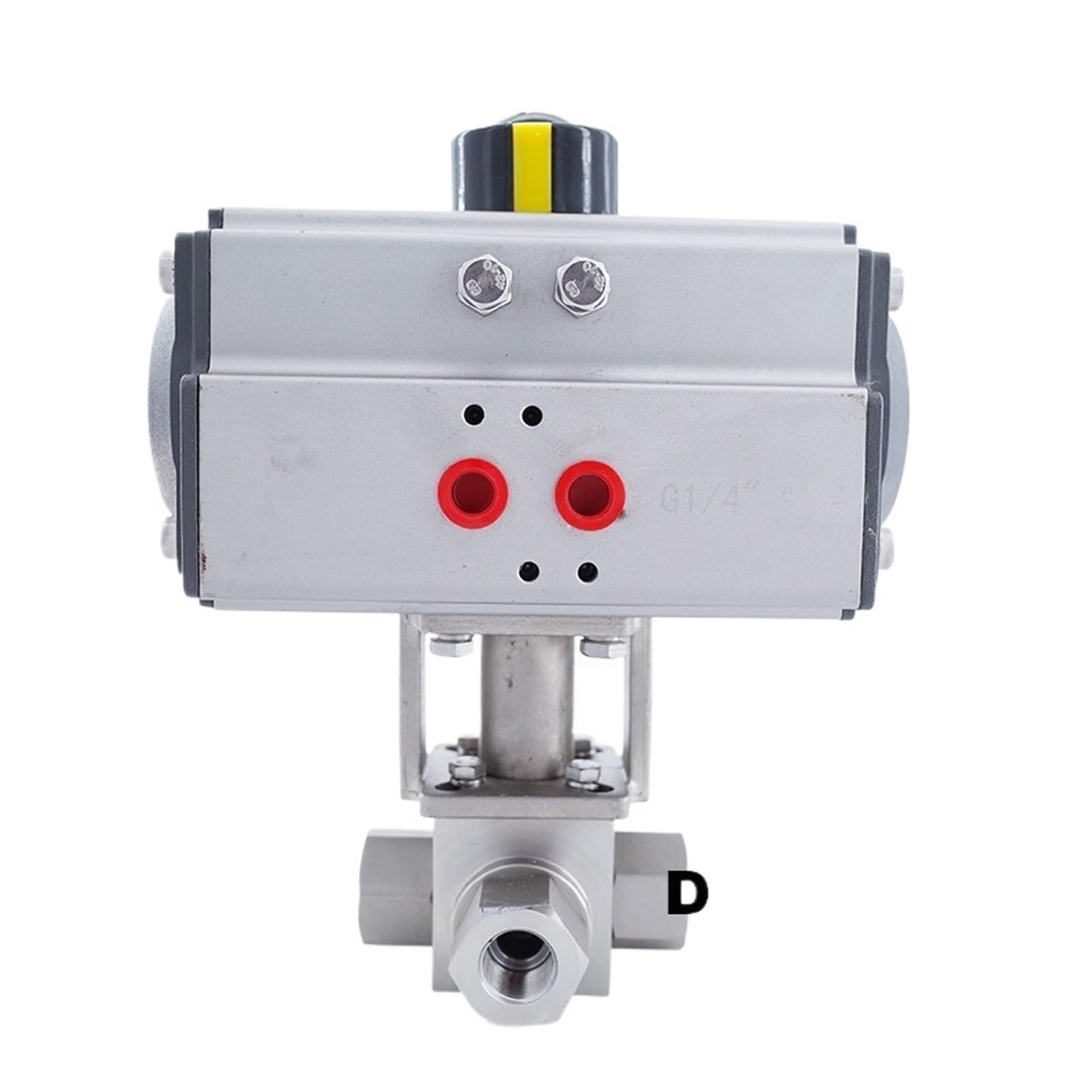 Vanne à boisseau sphérique à actionneur pneumatiqu Vanne à boisseau sphérique haute pression DN20/DN25 32Mpa 300bar 3 voies en acier inoxydable SS304, vanne pneumatique 3/4pouce TL type(Dn20,T type A)