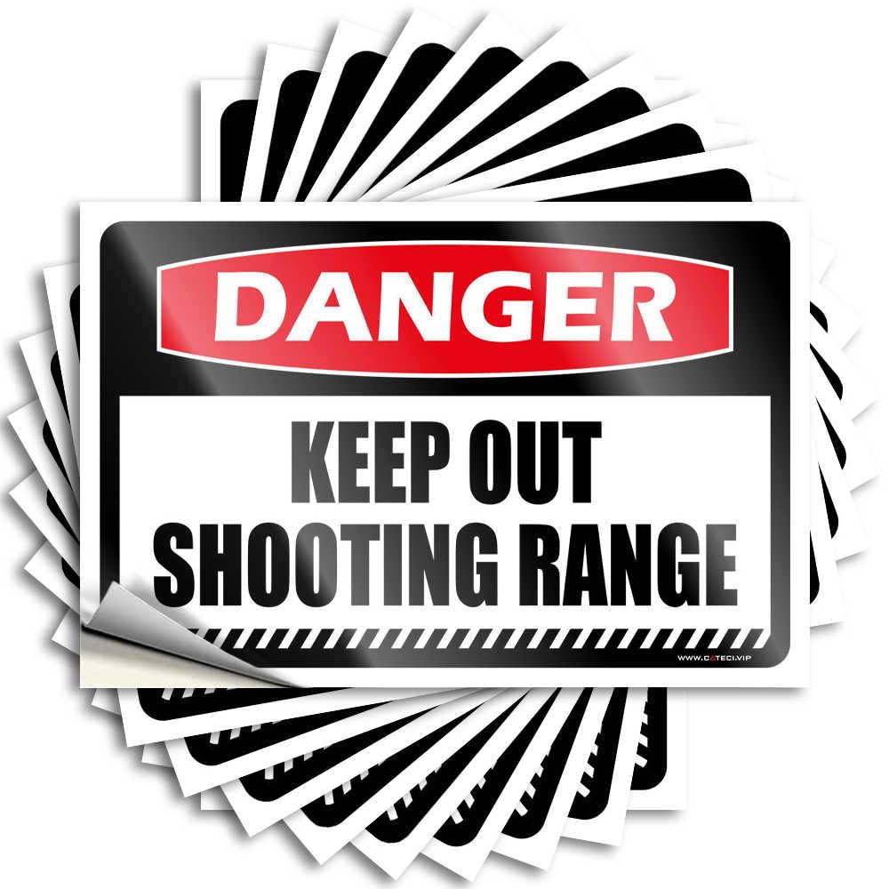 Quote Outdoor Farmhouse Decor Peel and Stick - Danger Keep Out Shooting Range Collection Golden Waterproof Vinyl for Surfing(6X9CM)
