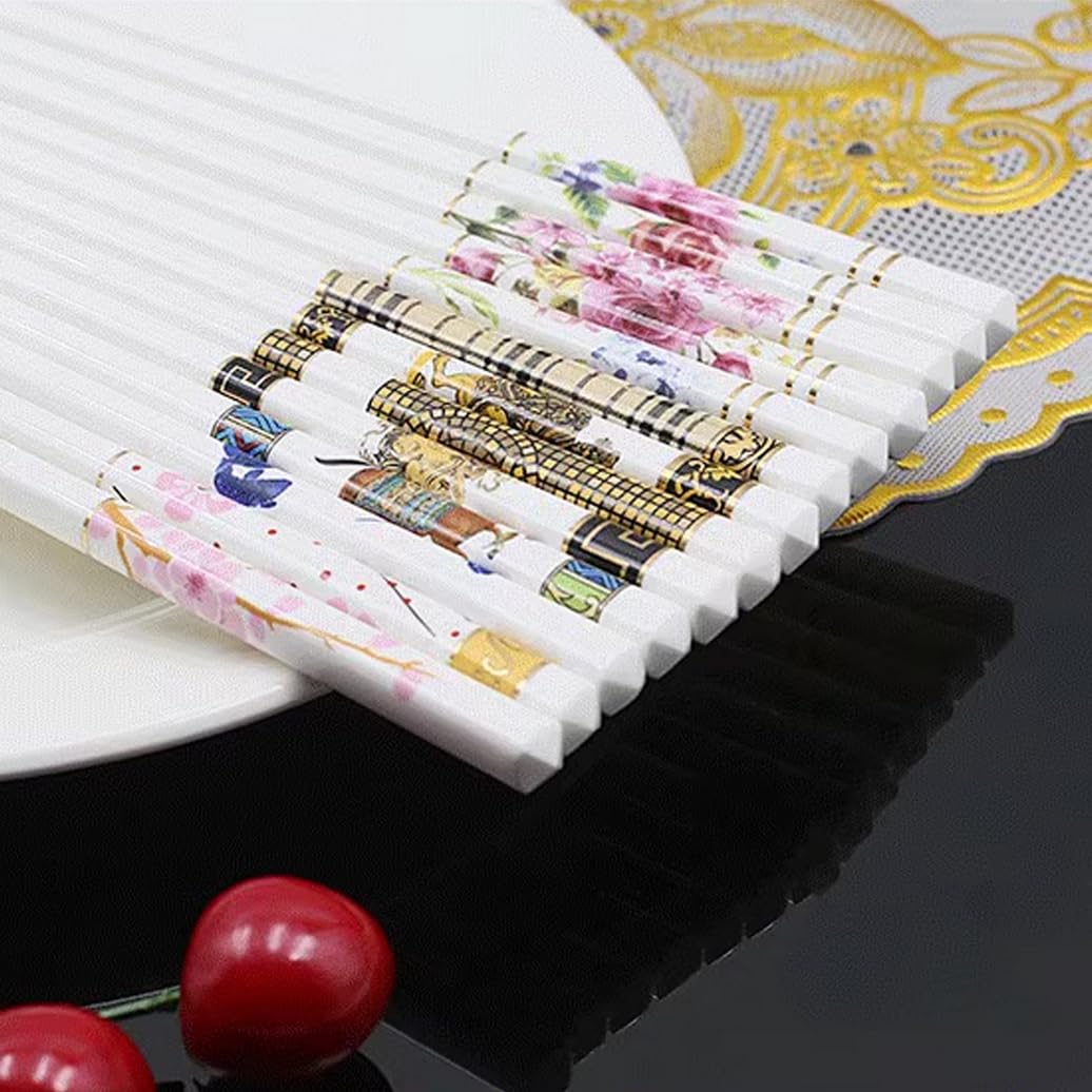 Bopsticks en Porcelaine Premium Ensemble avec boîte-Cadeau, Baguettes en Porcelaine d'os Chinois Blanches, Baguettes en céramique, Baguettes réutilisables W