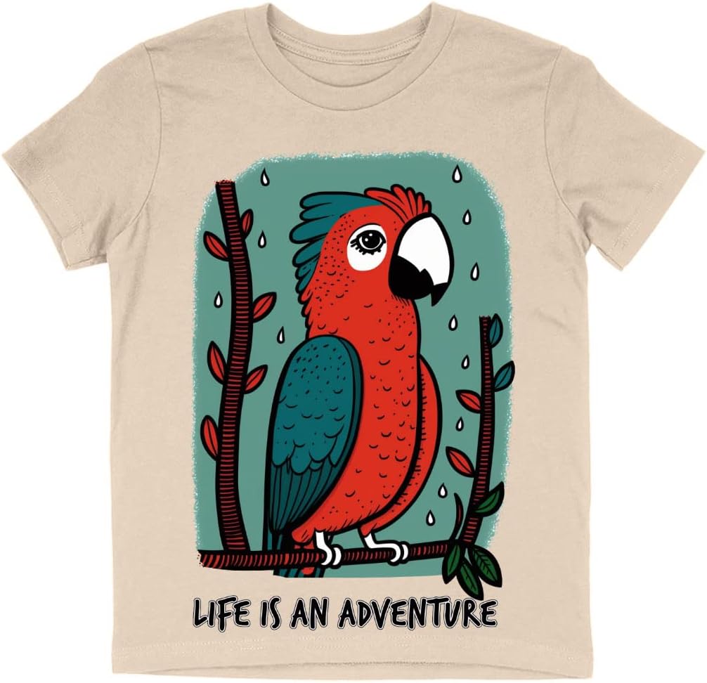Life is an Adventure Kids' T-Shirt - Cartoon T-Shirt - Parrot Tee Shirt for Kids