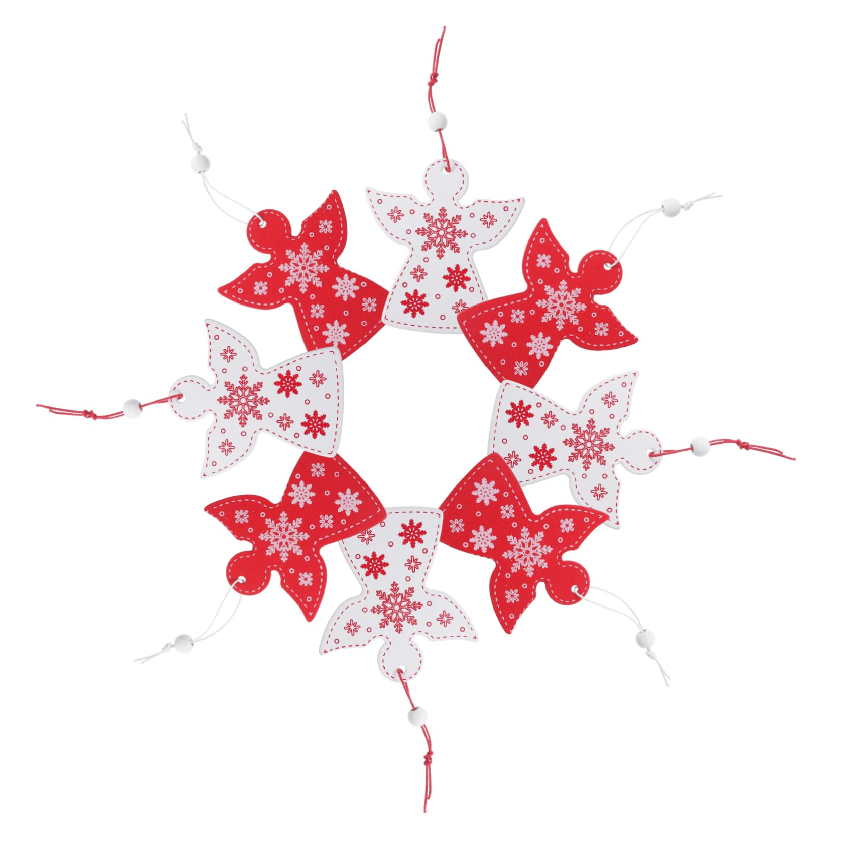 SEWACC 60piezas Adornos Navideños De Ángel De Madera para Decoración De Árbol De Rojo y Colgantes para Casa y Jardín Navidad