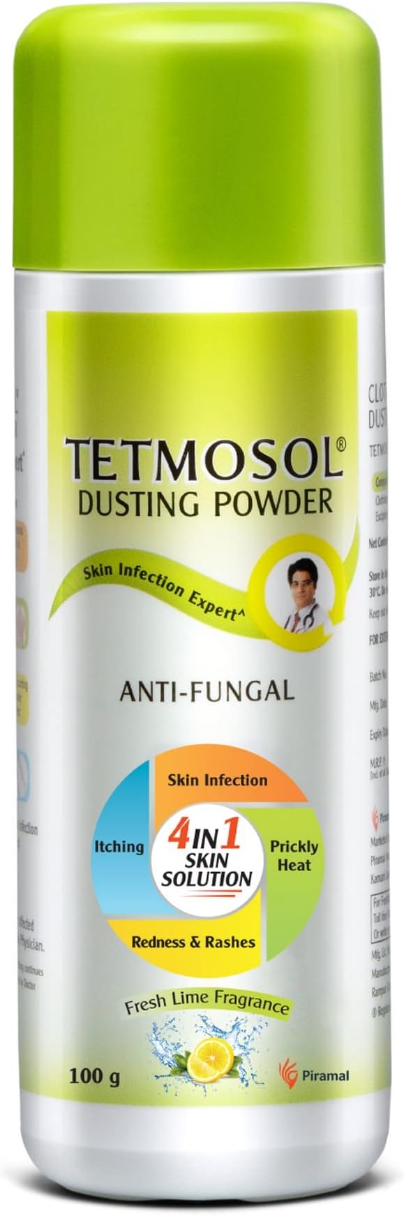 Tetmosol Anti-fungal Dusting Powder - for daily use - fights skin infections, prickly heat, itching - 100g