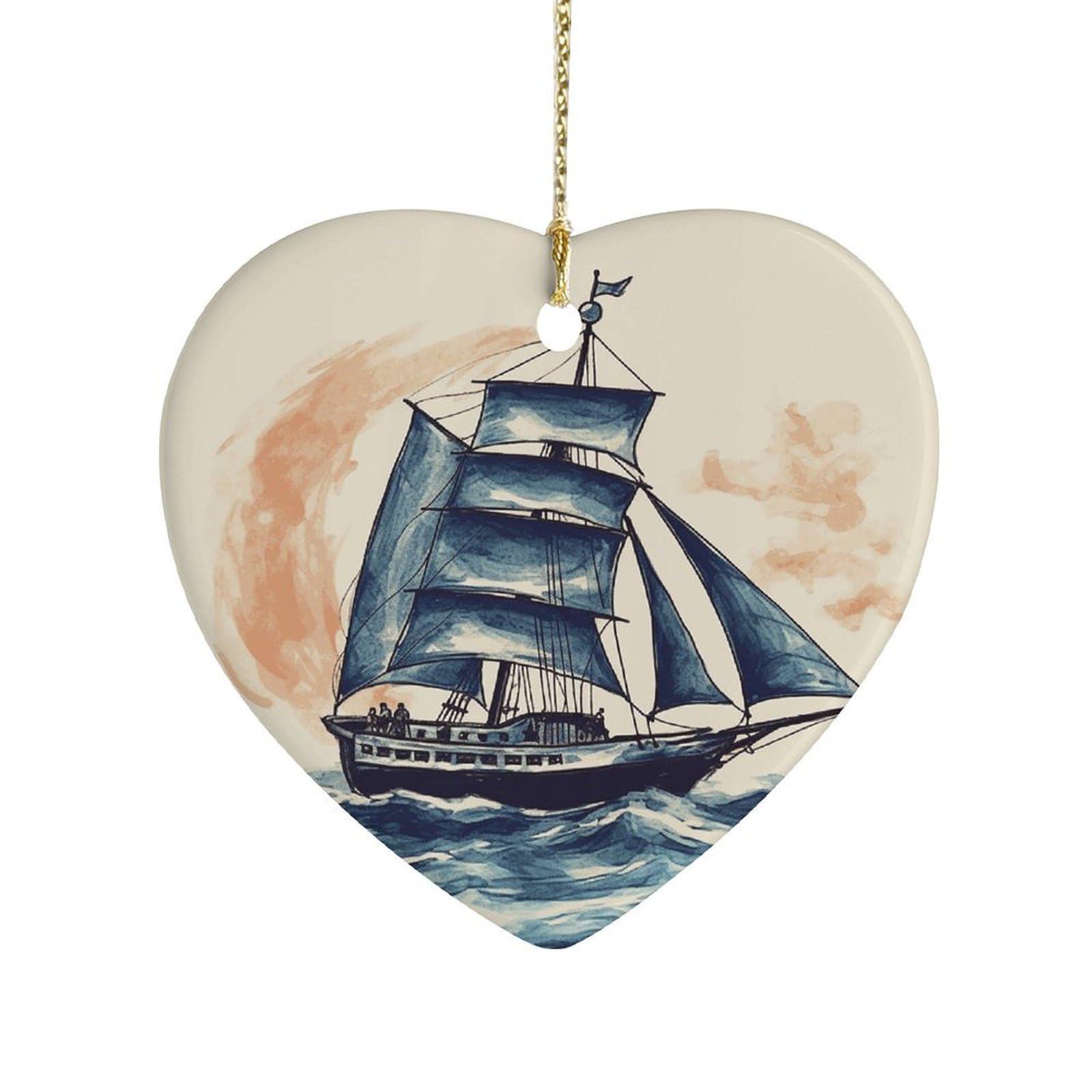 Fekiloot Style Nautical Sailboat Ceramic Ornament Home Decor Keepsake