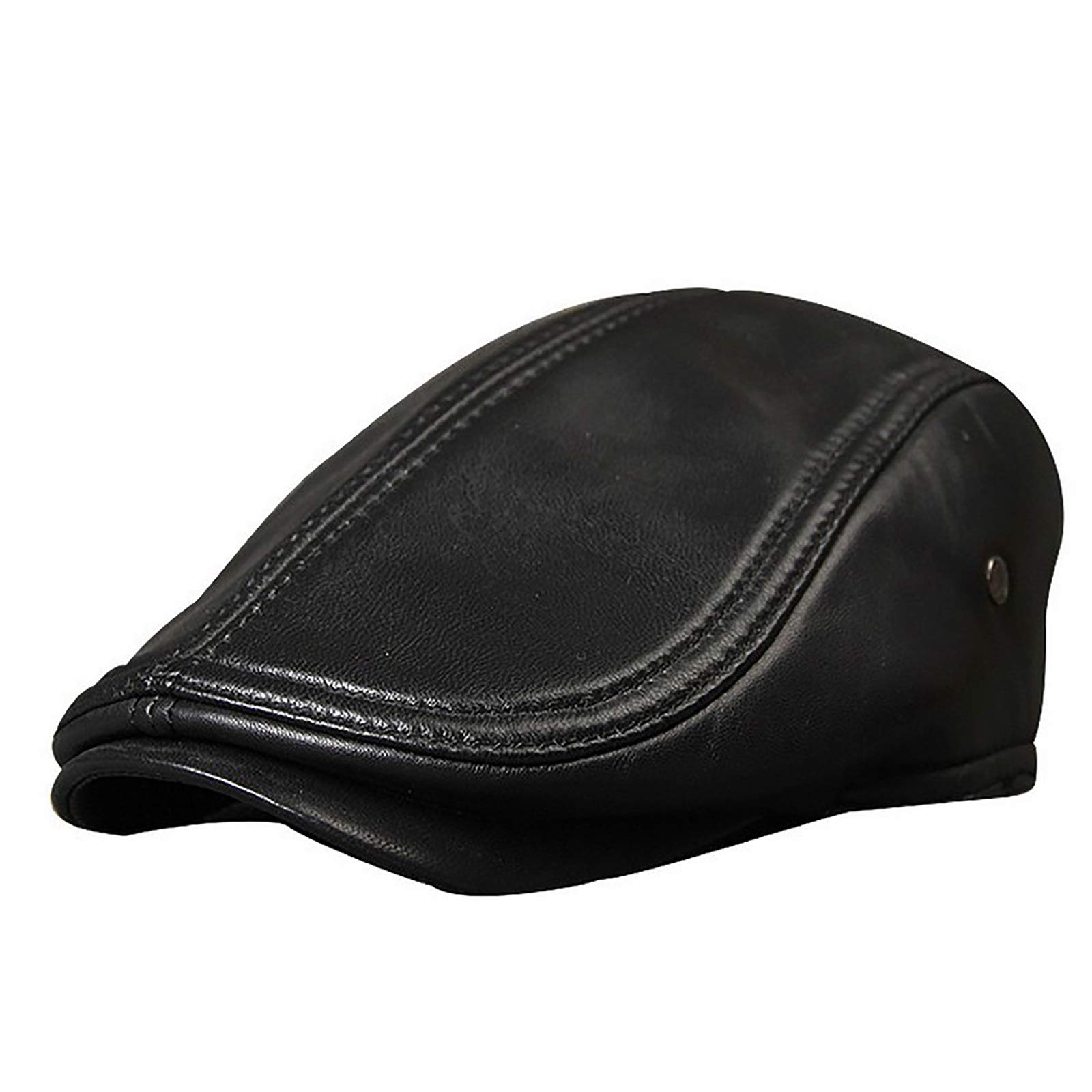 Béret de baseball masculin en cuir d'hiver finition raffinée pour affronter le froid