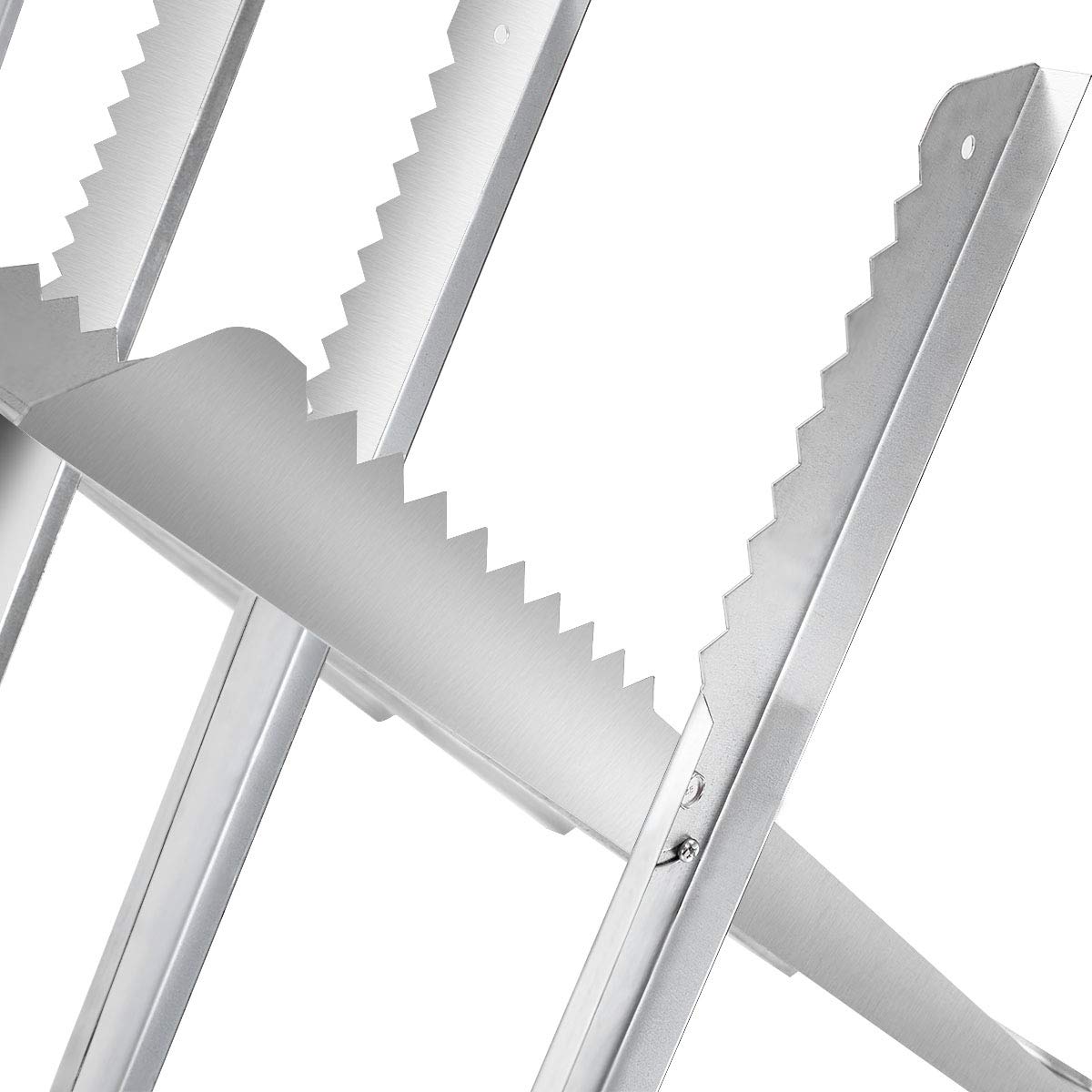 GYMAX Chevalet de Scie Pliable, Support de Coupe Tréteau de Sciage en Métal Robuste avec Dents de Scie Crantées, Chevalet de Tronçonnage Léger, Capacité de Poids 100 KG, pour Couper le Bois