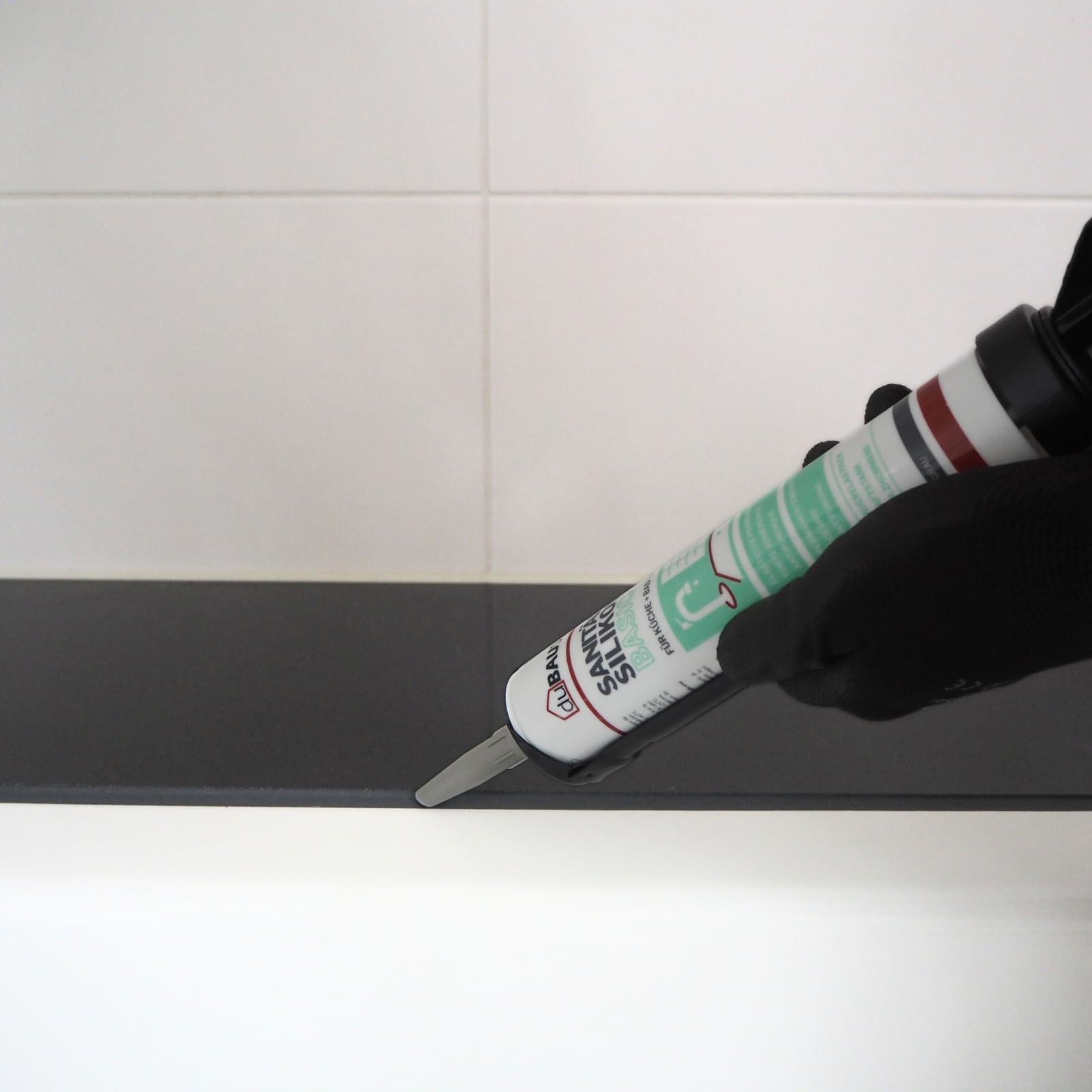 SAB24 Sanitärsilikon Basic elastisch dauernassbeständig schimmelresistent Bad Küche Dusche Feuchträume 300ml Kartusche (grau, 48)
