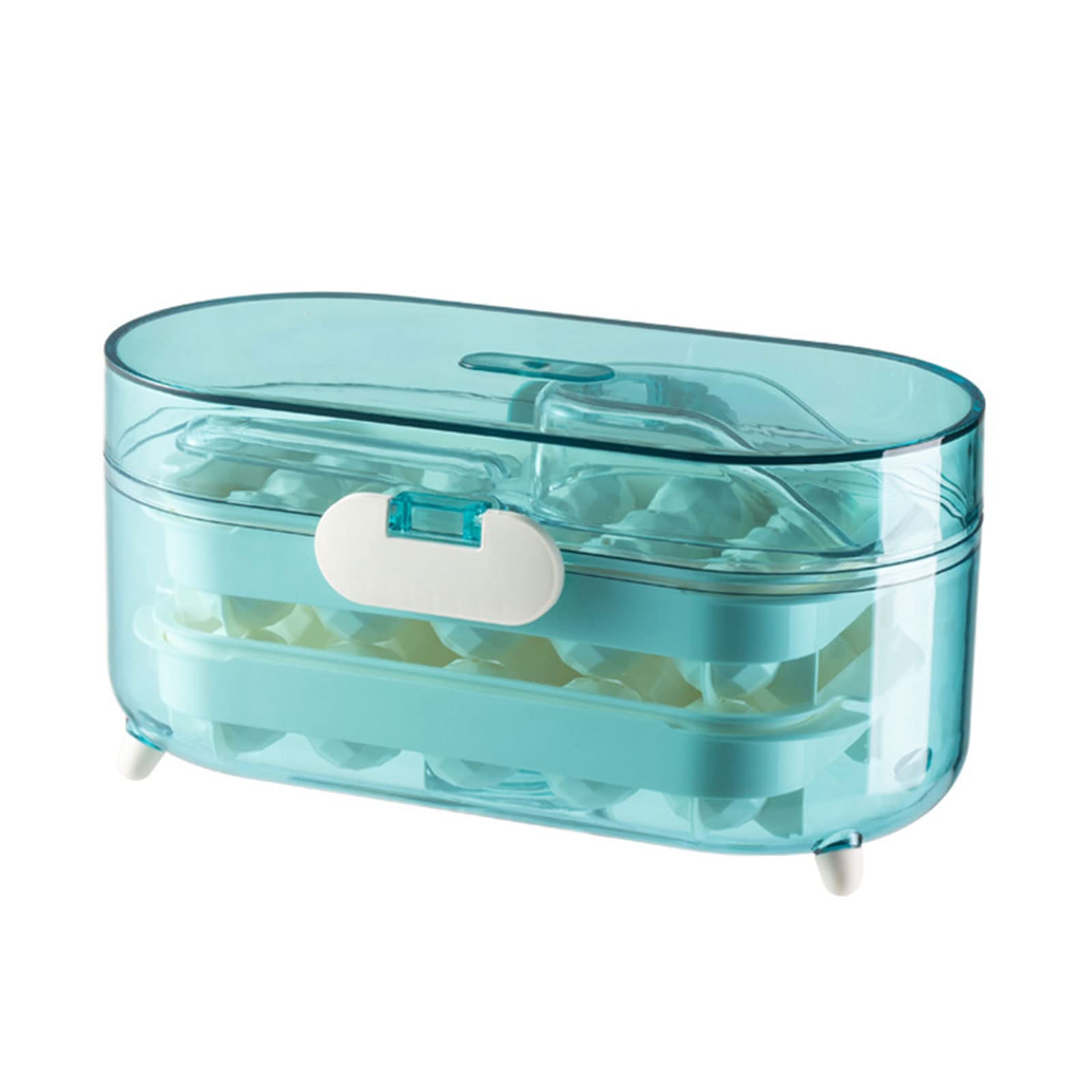 Elnwnnkc Double-Layer Round Ice Tray with Lid Mold Refrigerator Spherical for Fruit Pure Yogurt Molds for