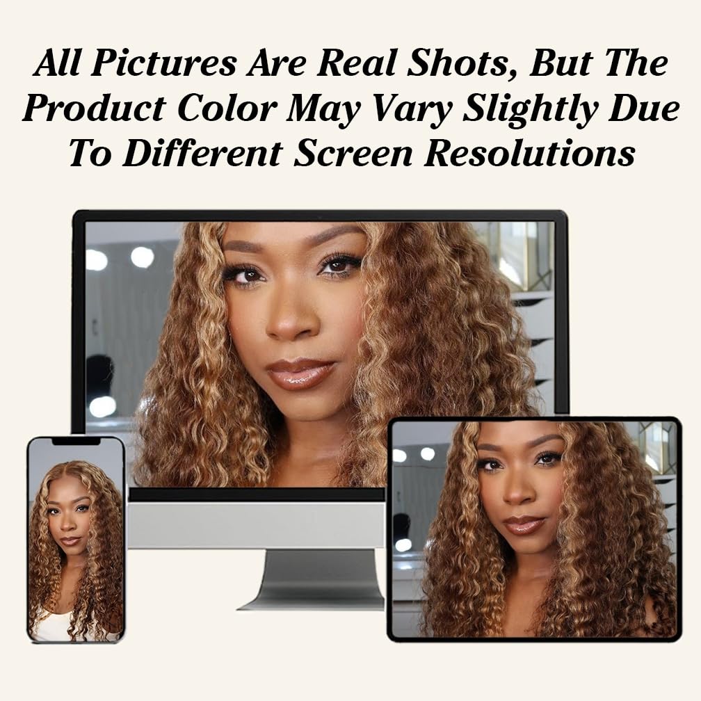 Borchan Highlight Bundles Human Hair Honey Blonde Bundles Water Wave 100% Brazilian Virgin Remy Hair Ombre 4/27 Colored Human Hair for Women 16 18 20 Inches Sew In Weave