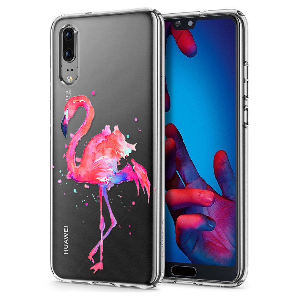 Eouine Huawei P20 Case, Huawei P20 Phone Case Clear with Pattern [Ultra Slim] Shockproof Soft TPU Silicone Gel Back Cover Bumper Skin for Huawei P20 Smartphone (Ostrich)