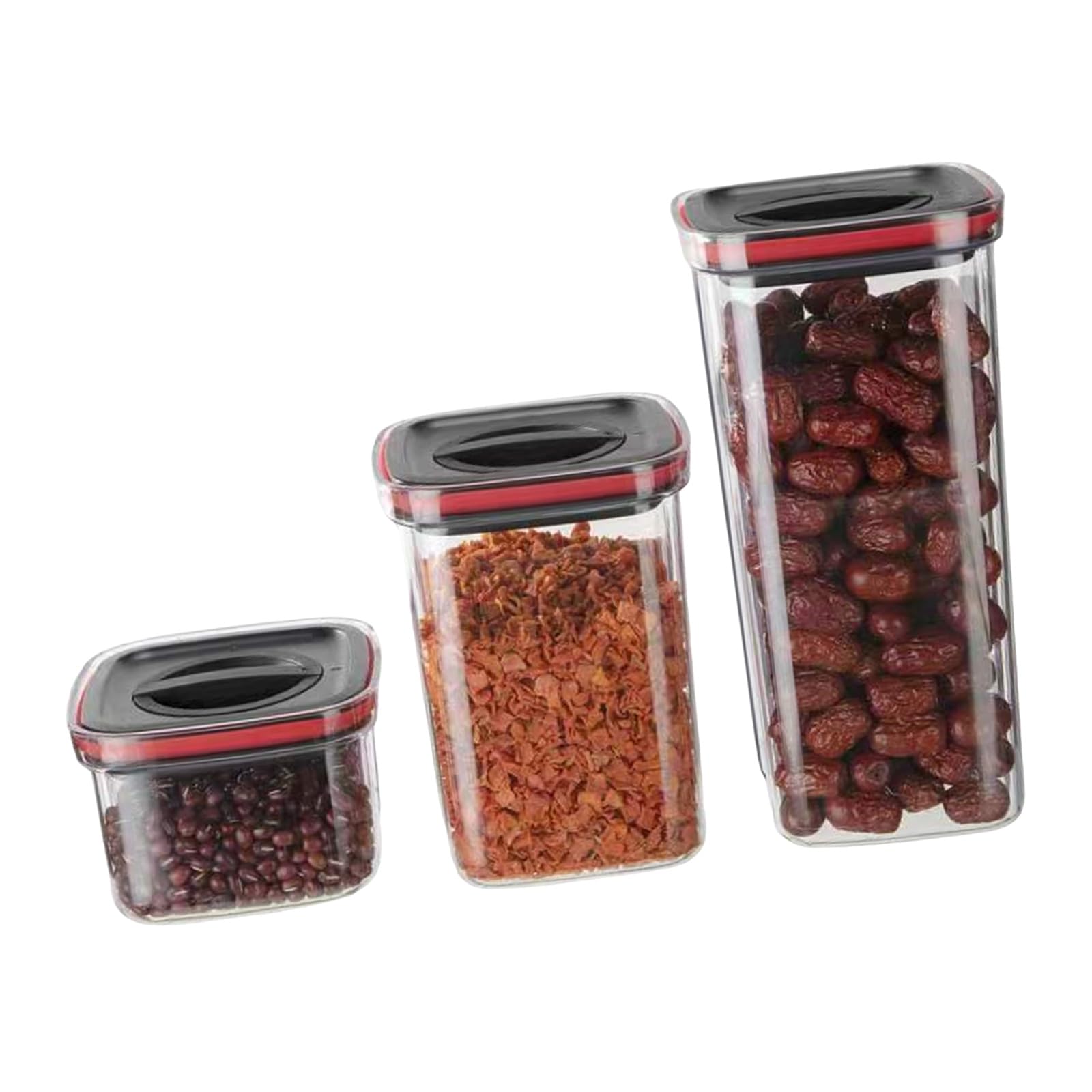 Shntig Of 3 Clear Rotating Jars with Airtights Lid for Storing Grains Space Saving Kitchen Jar