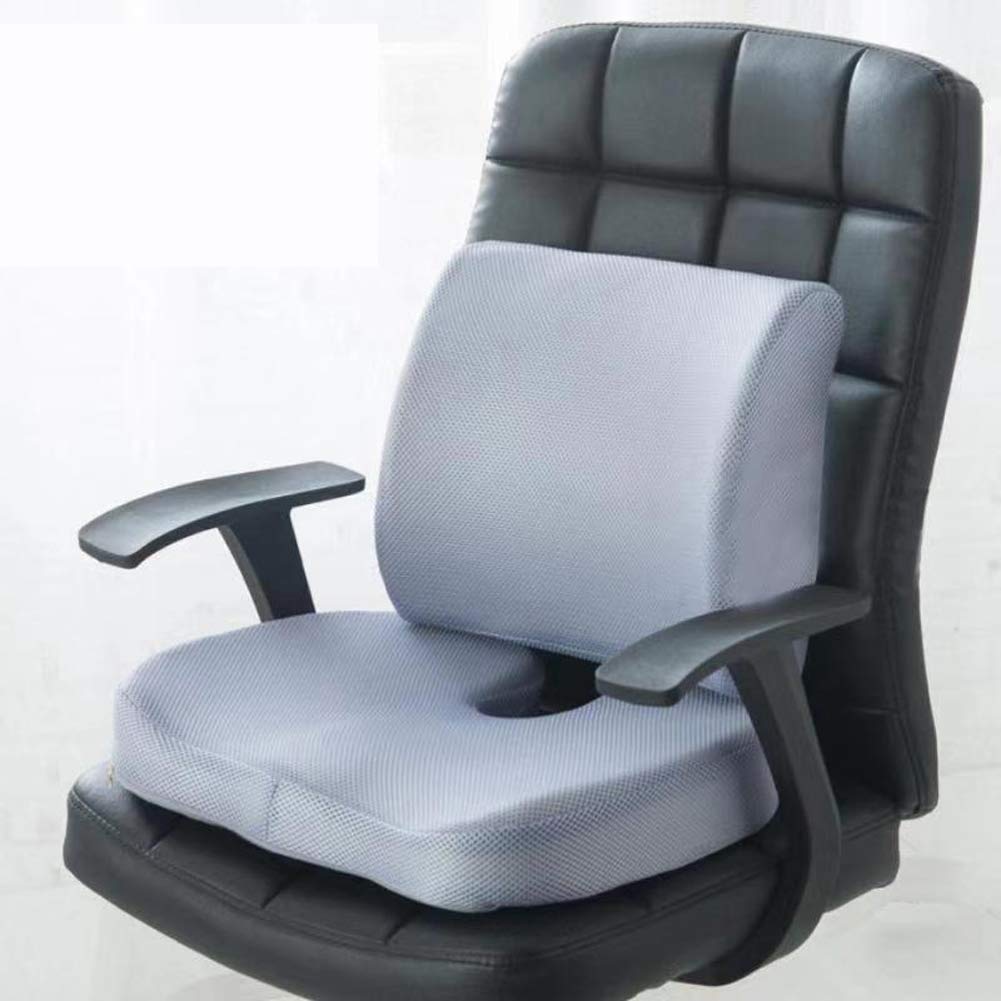 Kongeu Gray Memory Foam Seat Cushions And Lumbar Support Provides Relief For Lower Back Pain Sciatica Tailbone Coccyx Orthopedic Seat Pillow