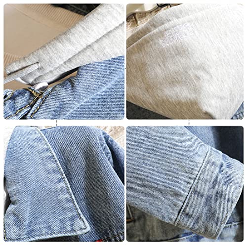 Doslavida Men's Distressed Denim Jacket Unisex Button Down Jean Coat Casual Long Sleeve Trucker Hooded Jackets Outwear #TOP4