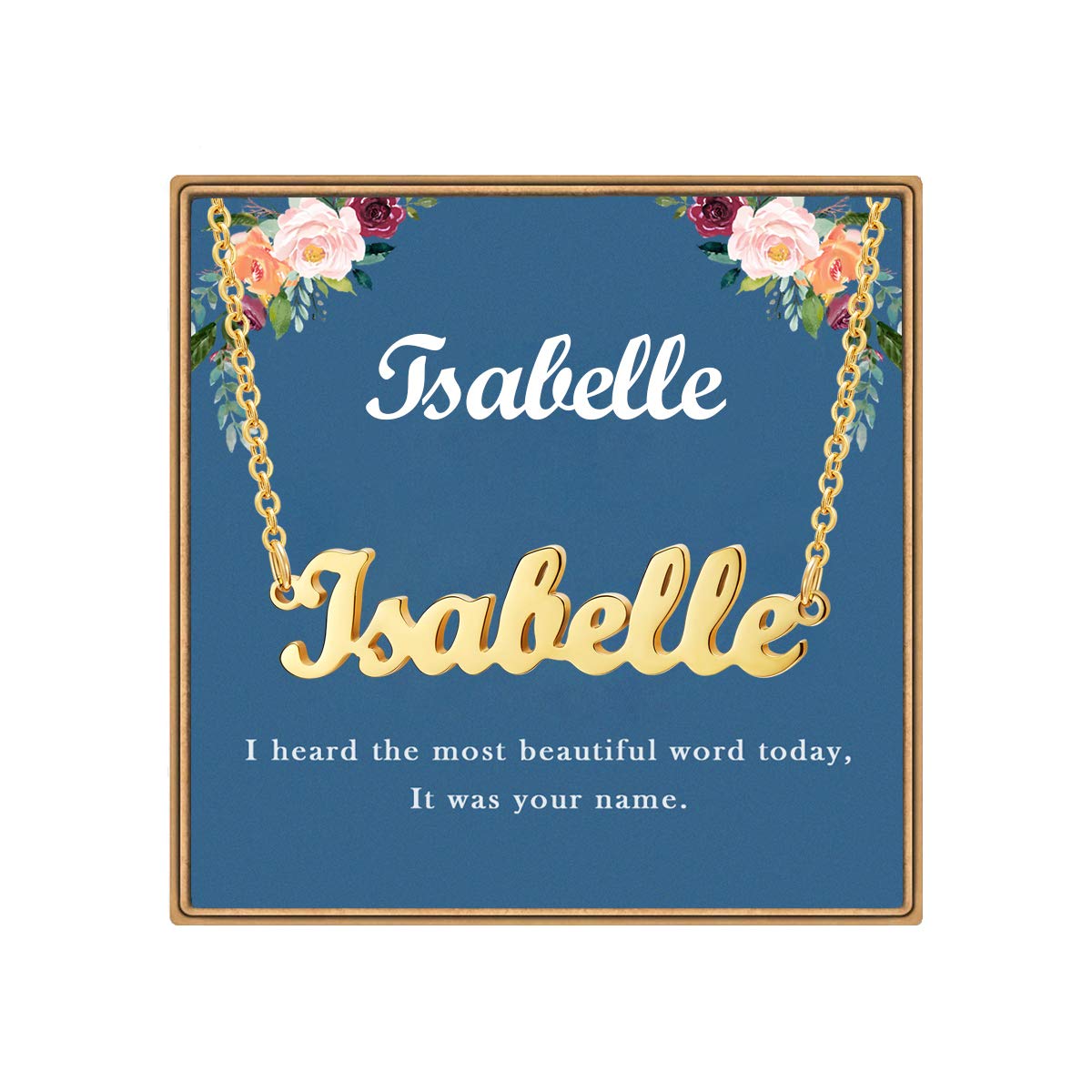 Ldurian Name Necklace Personalized, Customized Name plate necklace,14K gold Plated Personalized Dainty Name Necklace for women girl, Birthday jewelry Gift for Women