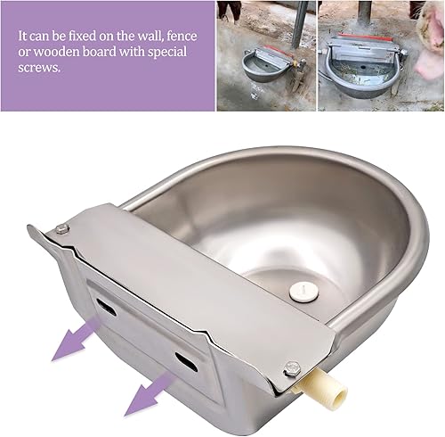 Miniatura 8 de Dispensador automático de agua para perros, cuenco de agua para ganado con válvula de flotador, canal de agua de acero inoxidable mejorado para