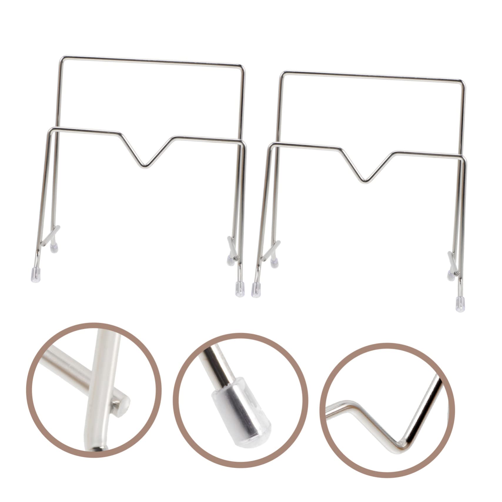 BRIGHTFUFU 2Pcs Skid Cutting Board Stand Pot Lid Shelf Stainless Steel Kitchen Board Holder Multi Purpose Desktop Organizer Pot Lids Space Saving Design